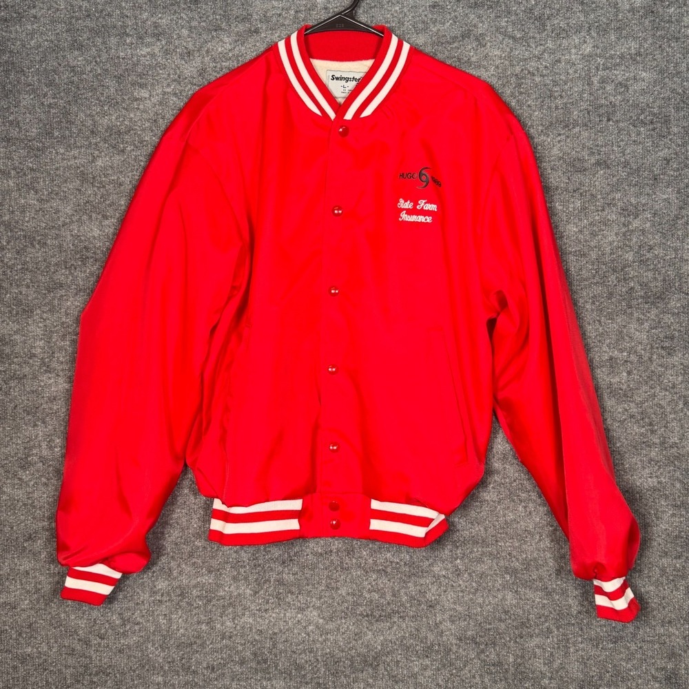 Swingster State Farm Insurance Hurricane Hugo 1989 Letterman Jacket Mens‎ Large